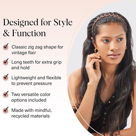 Women's Neutral Non Slip Fashion Slicked Back Style Comfortable Comb Headband - Picture 4 of 8